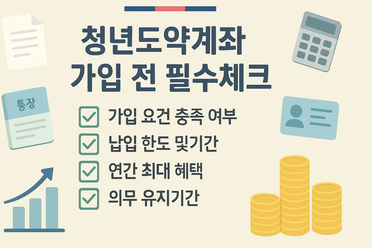 청년도약계좌 가입 체크리스트를 시각적으로 표현한 인포그래픽